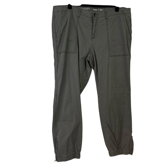 Sonoma Women's Gray Joggers With Elastic Cuffs & Zippered Ankles Size 18 - Picture 1 of 11